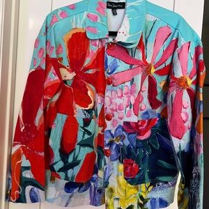 Vibrant Floral Jean Jacket